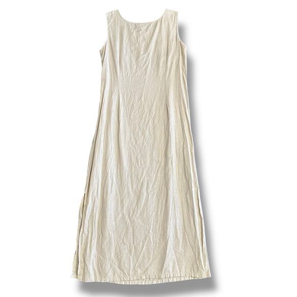 Vintage Victoria Holley 100% Linen Maxi Dress Beige Size 16 Natural Minimalist - Picture 6 of 7